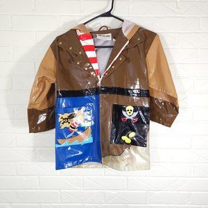 Kidorable Pirate Themed Rain Coat Slicker Full Zip Hooded Pockets 5/6